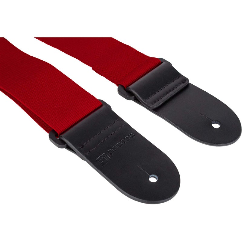 Pro-Tec Protec Guitar Strap featuring Thick Leather Ends and Pick Pocket, Red - Image 2